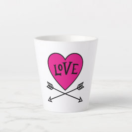 Pink Heart Cupid's Bows LOVE カフェラテマグ