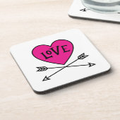 Pink Heart Cupid's Bows LOVE コースター (左側)