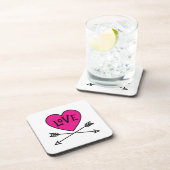 Pink Heart Cupid's Bows LOVE コースター (右側)