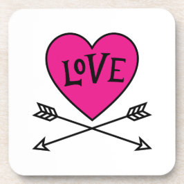 Pink Heart Cupid's Bows LOVE コースター