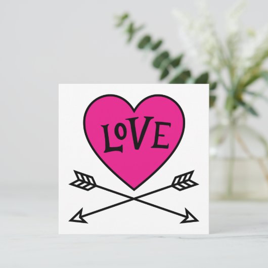 Pink Heart Cupid's Bows LOVE Flat Card (スタンド正面)