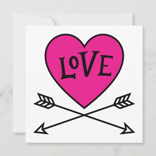 Pink Heart Cupid's Bows LOVE Flat Card (正面)