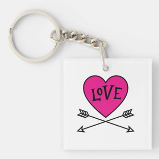 Pink Heart Cupid's Bows LOVE Magnet キーホルダー