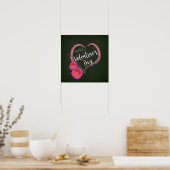 Pink Heart Flowers Valentine's Day - Poster Print ポスター (キッチン)