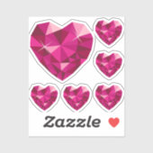 Pink Heart Gemstone Custom-Cut Vinyl Sticker シール (シート)