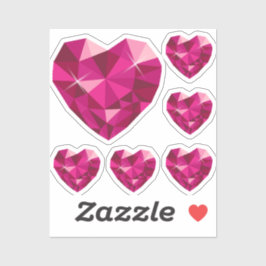 Pink Heart Gemstone Custom-Cut Vinyl Sticker シール