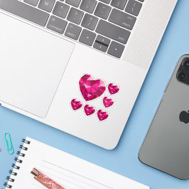 Pink Heart Gemstone Custom-Cut Vinyl Sticker シール