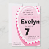 Pink Heart Girl Kids Birthday Party Invitation  招待状 (正面)