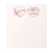 Pink Heart Glasses Love ノートパッド (正面)