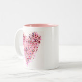 Pink Heart Glitter Mug ツートーンマグカップ (正面左)