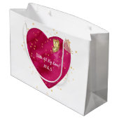 Pink Heart & Gold Butterfly Valentine Wrapping ラージペーパーバッグ (裏面アングル)
