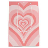 Pink Heart Gradient Pattern – Cute Girly Love ミディアムペーパーバッグ (裏面)