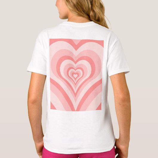 Pink Heart Gradient Pattern – Cute Girly Love Tシャツ (裏面)