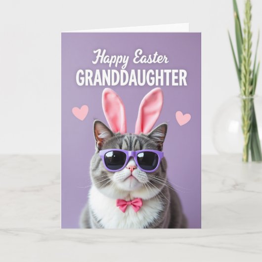Pink Heart Granddaughter Easter Card カード (正面)