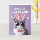 Pink Heart Granddaughter Easter Card カード (黄色い花)