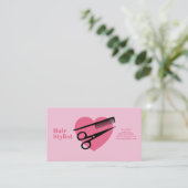 Pink Heart - Hair Stylist 名刺 (スタンド正面)