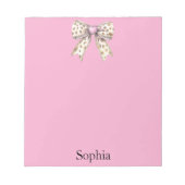 Pink Heart Leopard Girly Bow   ノートパッド (正面)