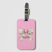 Pink Heart Leopard Girly Bow   ラゲッジタグ (正面縦)