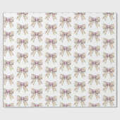 Pink Heart Leopard Girly Bow Birthday ラッピングペーパー (フラット)
