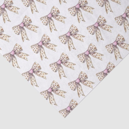 Pink Heart Leopard Girly Bow Birthday 薄葉紙 (詳細)