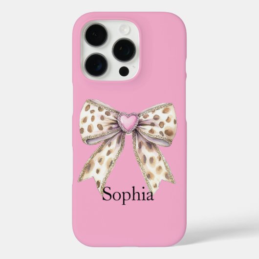 Pink Heart Leopard Girly Bow   Case-Mate iPhoneケース (裏面)