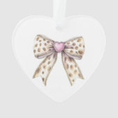 Pink Heart Leopard Girly Bow Christmas オーナメント (裏面)