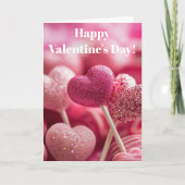 Pink Heart Lollipop Design Valentine`s Day Card  カード (正面)