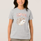 Pink Heart Love Balloons Cute Hedgehog トライブレンドＴシャツ (正面)