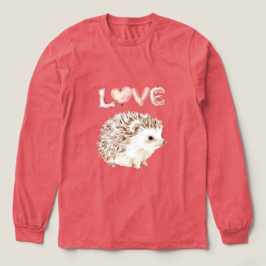 Pink Heart Love Balloons Cute Hedgehog トライブレンドＴシャツ (デザイン正面)