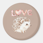 Pink Heart Love Balloons Cute Hedgehog マグネット (正面)