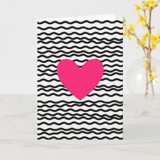 Pink Heart Love Card カード (黄色い花)