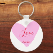 Pink heart love happy Valentine's day text red nam キーホルダー (裏面)