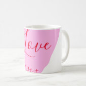 Pink heart love happy Valentine's day text red nam コーヒーマグカップ (正面右)