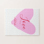 Pink heart love happy Valentine's day text red nam ジグソーパズル (横)
