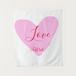 Pink heart love happy Valentine's day text red nam タペストリー