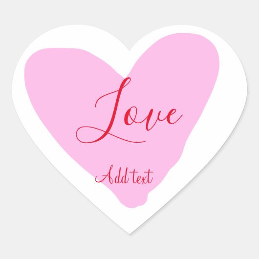 Pink heart love happy Valentine's day text red nam ハートシール (正面)