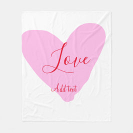 Pink heart love happy Valentine's day text red nam フリースブランケット