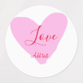 Pink heart love happy Valentine's day text red nam ラベル (デザイン2)