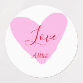 Pink heart love happy Valentine's day text red nam ラベル (デザイン1)