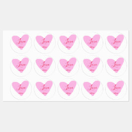 Pink heart love happy Valentine's day text red nam ラベル