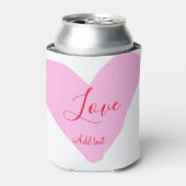 Pink heart love happy Valentine's day text red nam 缶クーラー (缶正面)