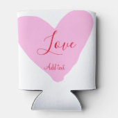 Pink heart love happy Valentine's day text red nam 缶クーラー (裏面)