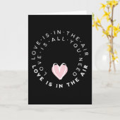 Pink Heart Love Is In Air Quote Valentine's day カード (黄色い花)