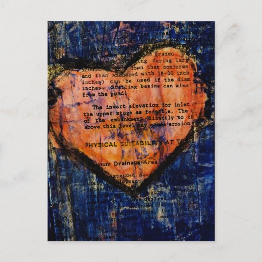 Pink Heart Mixed Media Collage ポストカード (正面)