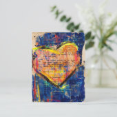 Pink Heart Mixed Media Collage ポストカード (スタンド正面)