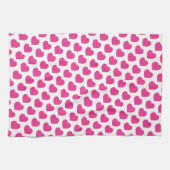 Pink Heart Modern Sweet Love Notes Fun キッチンタオル (横)