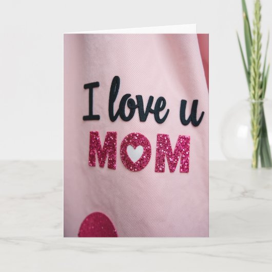 Pink Heart Mom Love You Card カード (正面)