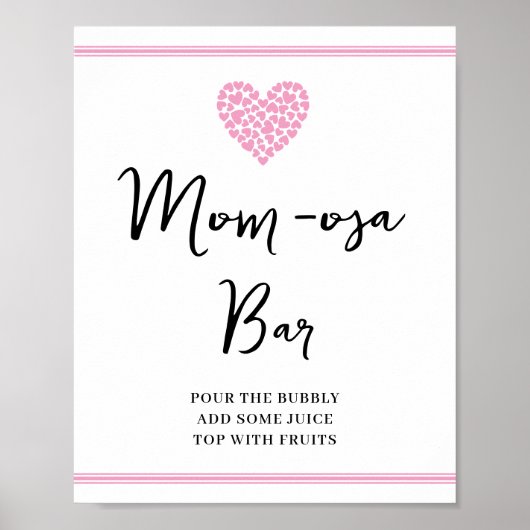 Pink Heart Mom-osa-bar Baby Shower ポスター (正面)