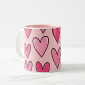 Pink Heart Overflow Mug | Pink ツートーンマグカップ (正面左)