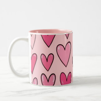 Pink Heart Overflow Mug | Pink ツートーンマグカップ